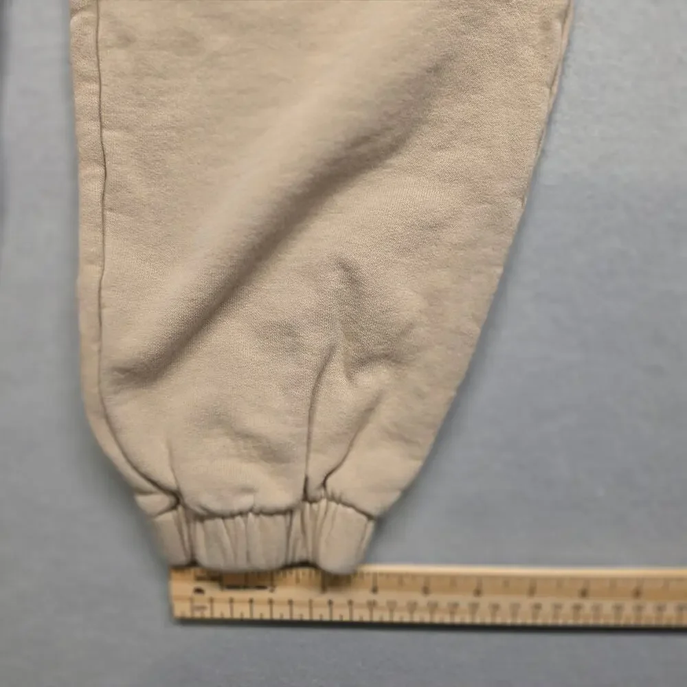 Uniqlo French Terry Sweatpants Tan Beige Joggers Elastic Cuff Small